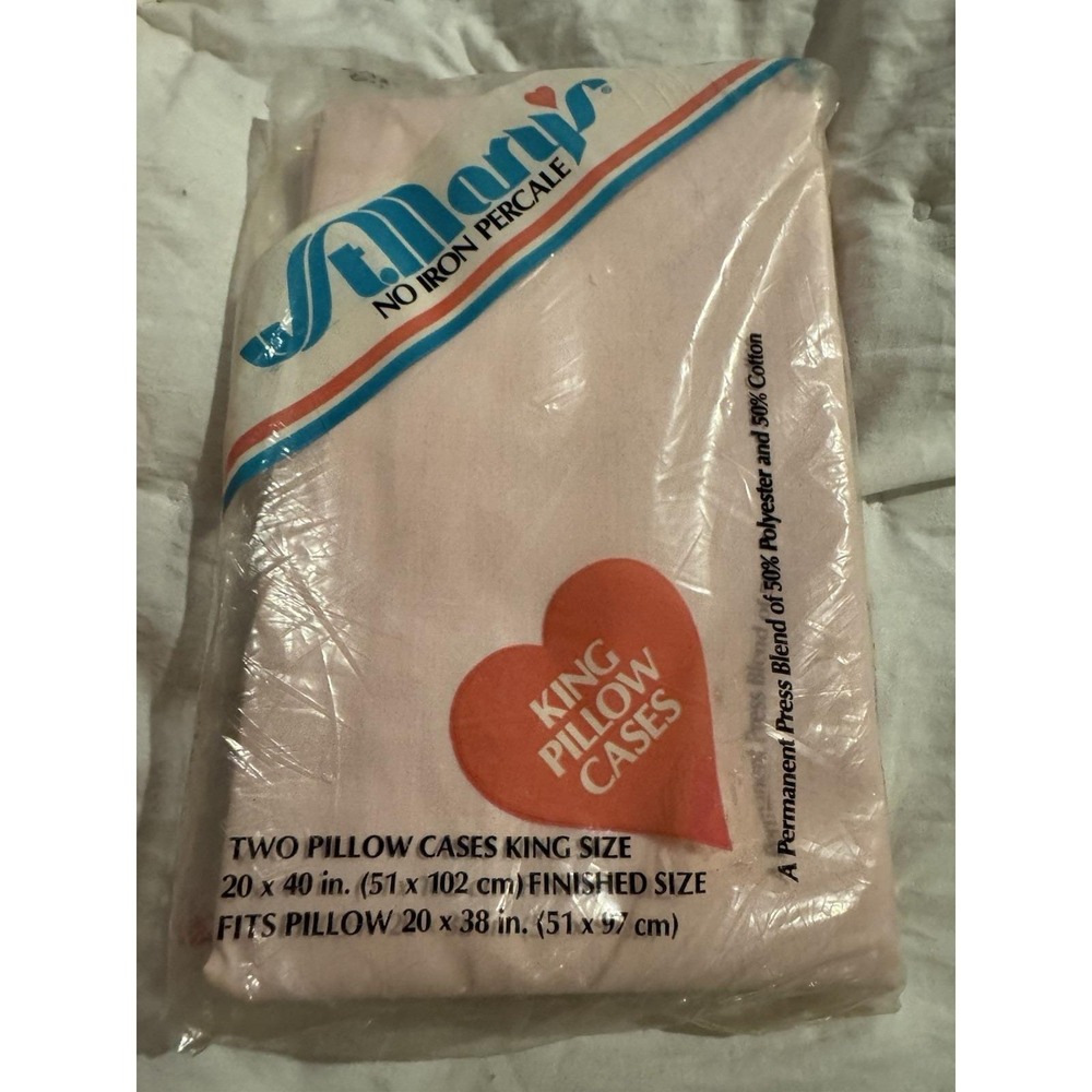 St. Mary's King PINK Pillow Cases No iron Percale Pack Of 2 New In package